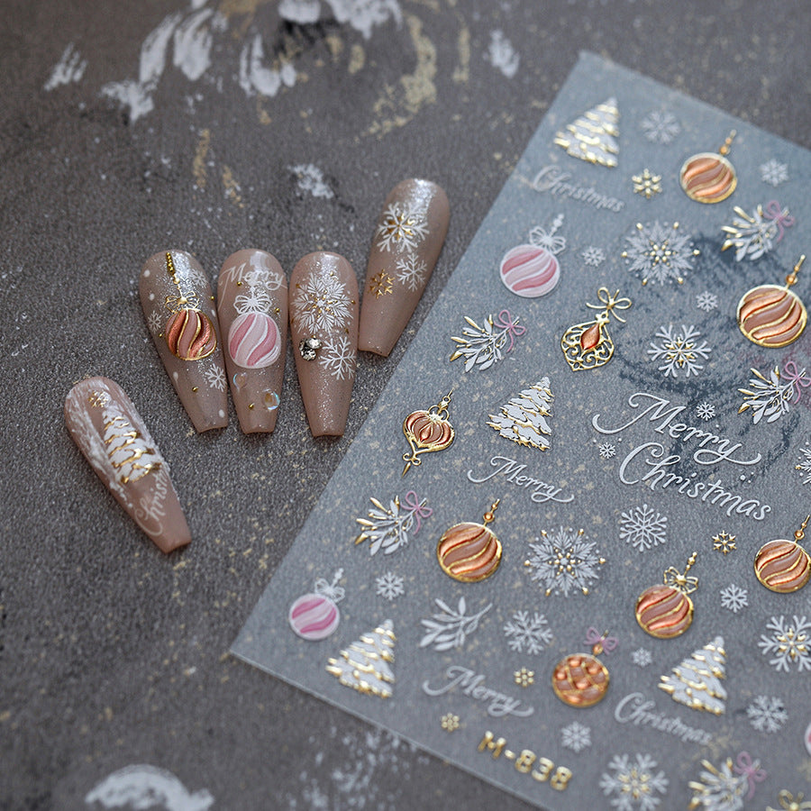 Santa Clause Nail Art Stickers 5D Christmas Reindeer Sticker Decals 