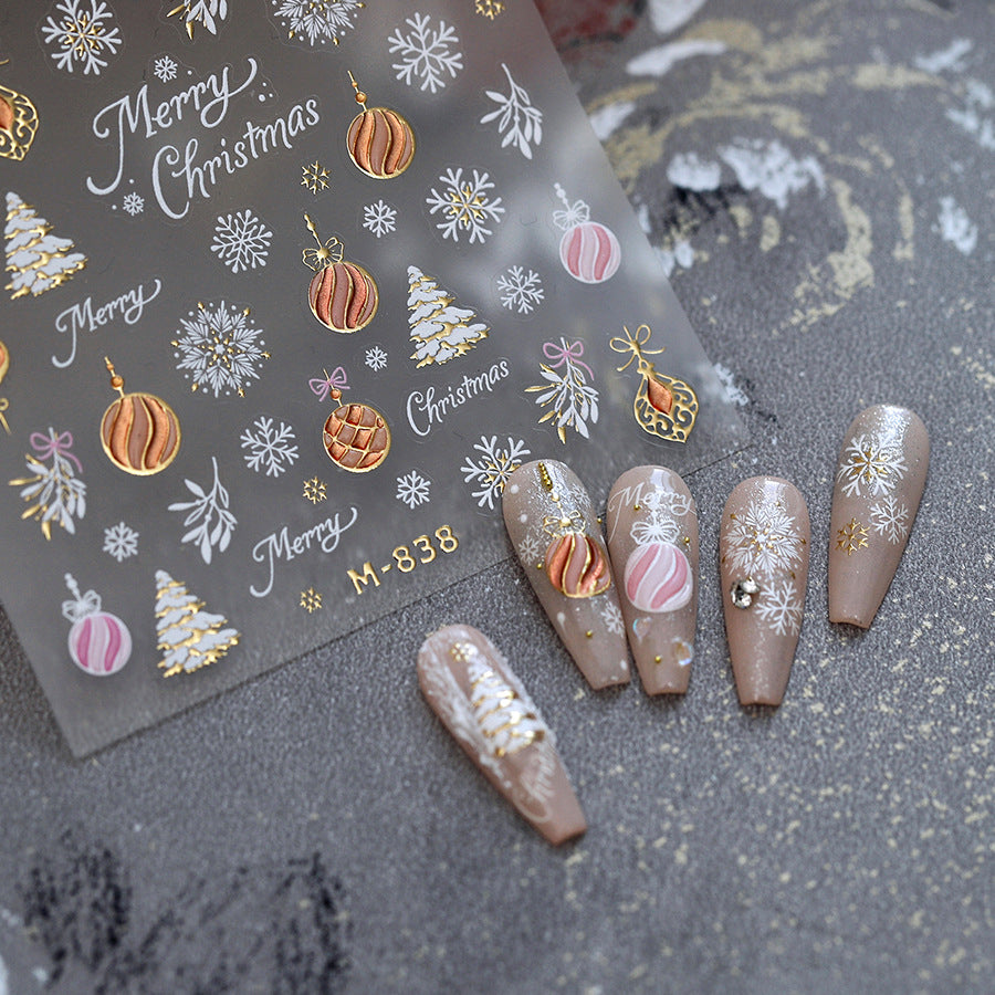Santa Clause Nail Art Stickers 5D Christmas Reindeer Sticker Decals 