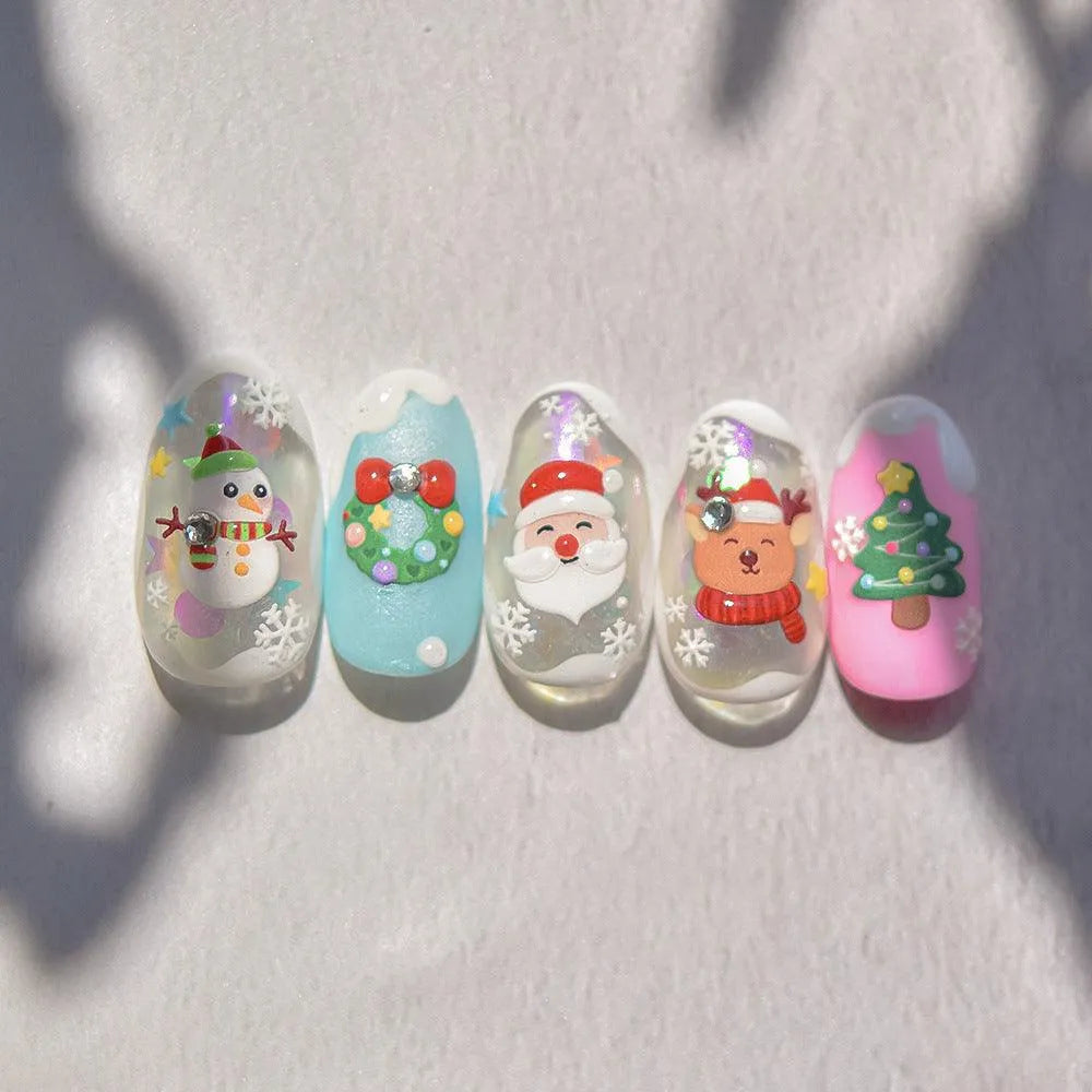 Santa Clause Nail Art Stickers Xmas Tree Embossed Snowman Sticker Decals to4455
