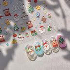 Santa Clause Nail Art Stickers Xmas Tree Embossed Snowman Sticker Decals to4455