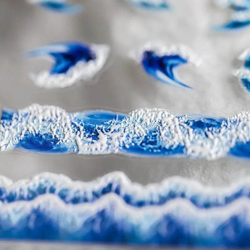 Sea Waves Nail Art Stickers Adhesives Gradient Summer Ocean Sticker Decals 