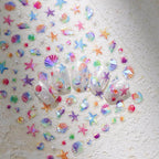 Seahorse Nail Stickers Colorful Shell Adhesive Embossed Summer Nail Art Sticker Decals M367