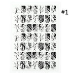 Black & White Marble Nail Stickers – 3D Ink Splash Full Wraps