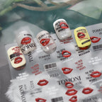 Sexy Red Lips & Barcode Nail Stickers - Edgy Streetwear Art Decals