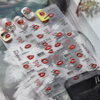 Sexy Red Lips & Barcode Nail Stickers - Edgy Streetwear Art Decals