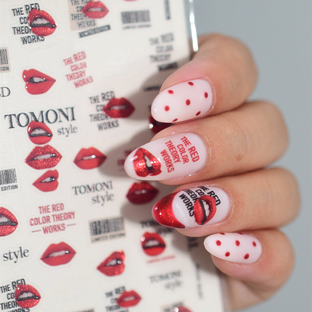 Sexy Red Lips & Barcode Nail Stickers 983