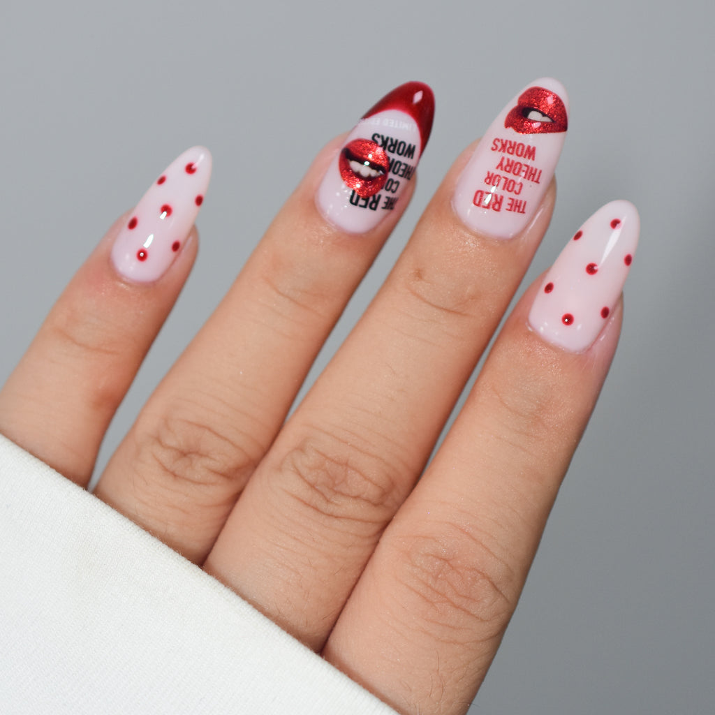 Sexy Red Lips & Barcode Nail Stickers 983