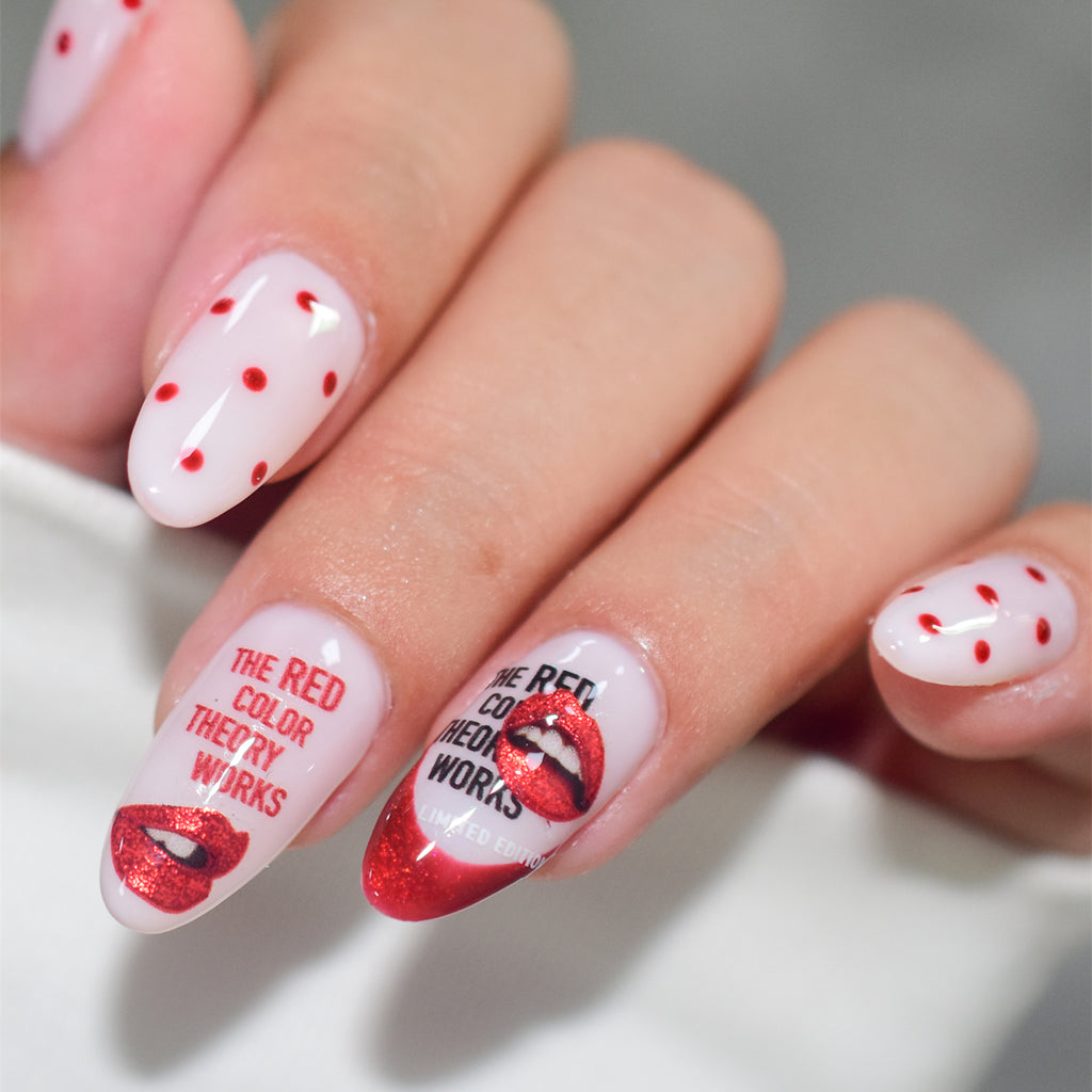 Sexy Red Lips & Barcode Nail Stickers 983