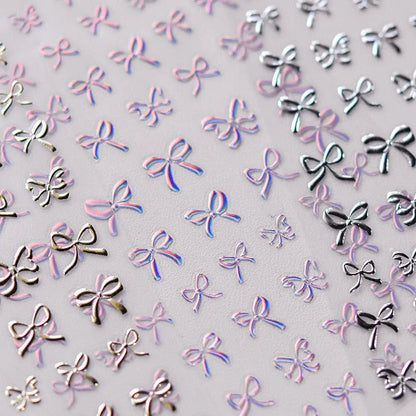 Shell Light Mini Bow Nail Art Stickers Adhesive Embossed Black Bow Ties Sticker Decals 