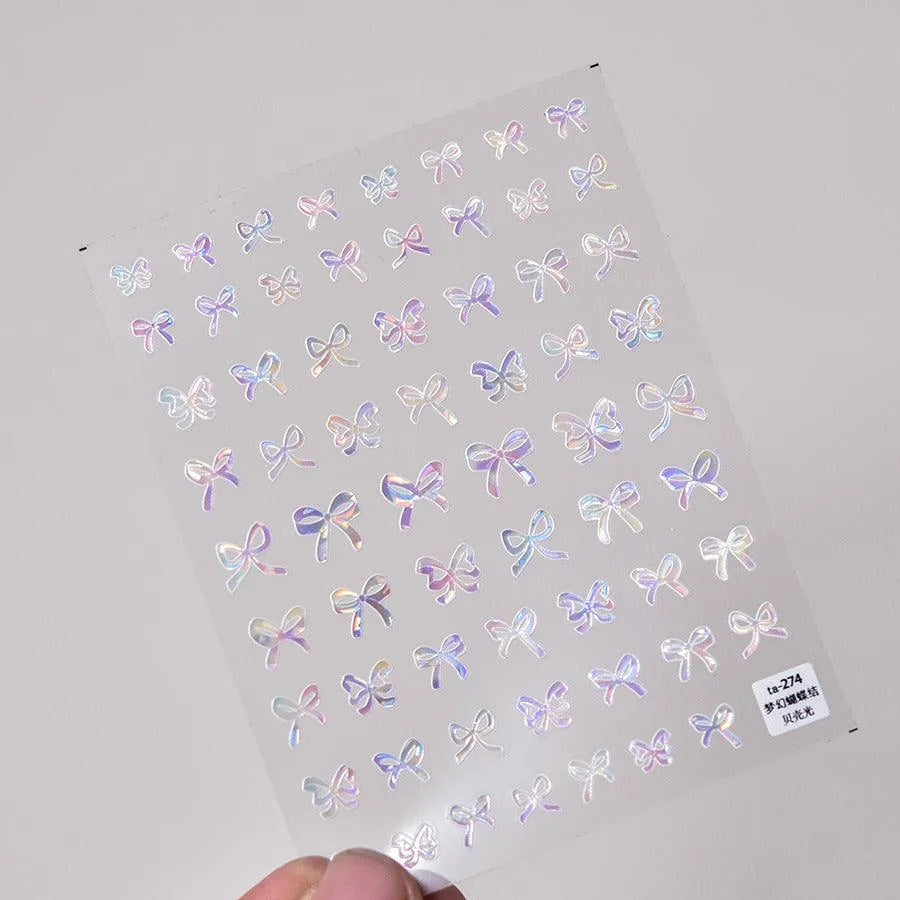 Shell Light Mini Bow Nail Art Stickers Adhesive Embossed Black Bow Ties Sticker Decals 