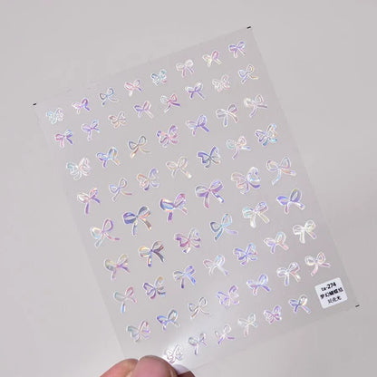 Shell Light Mini Bow Nail Art Stickers Adhesive Embossed Black Bow Ties Sticker Decals 
