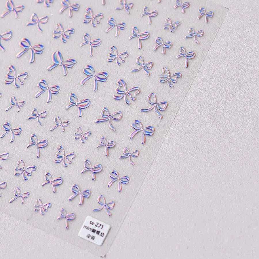 Shell Light Mini Bow Nail Art Stickers Adhesive Embossed Black Bow Ties Sticker Decals 