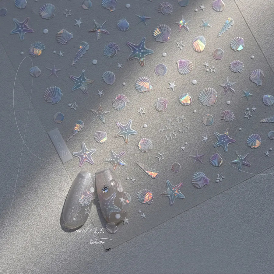Shell Light Nail Art Stickers Adhesive Starfish Sticker Decals 