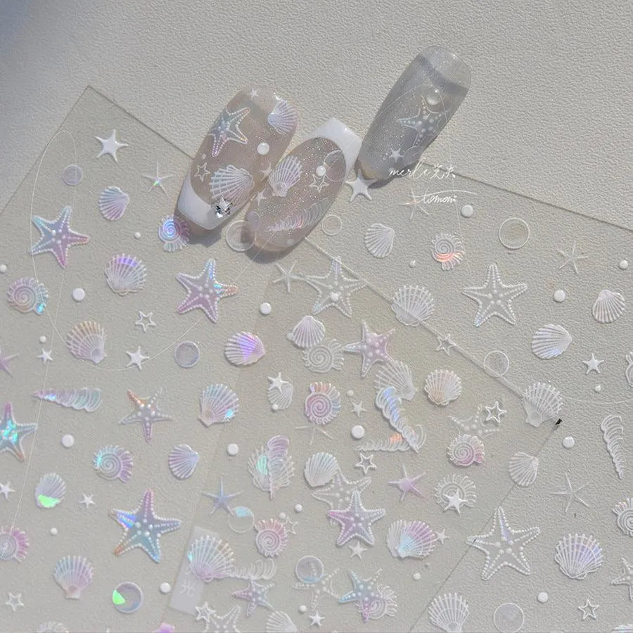 Shell Light Nail Art Stickers Adhesive Starfish Sticker Decals 