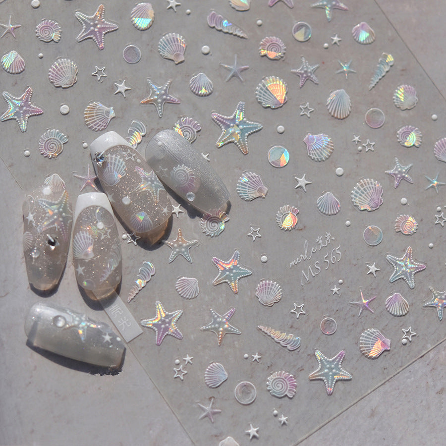 Shell Light Nail Art Stickers Adhesive Starfish Sticker Decals MS565