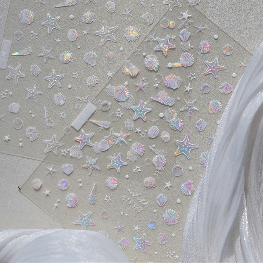 Shell Light Nail Art Stickers Adhesive Starfish Sticker Decals MS565