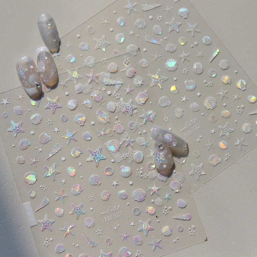 Shell Light Nail Art Stickers Adhesive Starfish Sticker Decals MS565