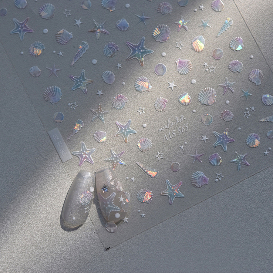 Shell Light Nail Art Stickers Adhesive Starfish Sticker Decals MS565