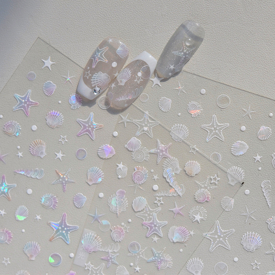 Shell Light Nail Art Stickers Adhesive Starfish Sticker Decals MS565