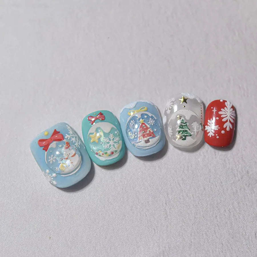 Shiny Crystal Ball Nail Art Stickers Adhesive Embossed Christmas Tree Sticker Decals to4464