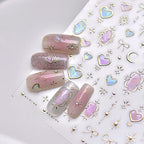 Shinly Love Heart Nail Art Stickers Adhesive Embossed Star Moon Sticker Decals 