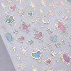 Shinly Love Heart Nail Art Stickers Adhesive Embossed Star Moon Sticker Decals 