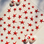 Shiny Star Nail Art Stickers Adhesive Embossed Red Stars Sticker Decals to4840
