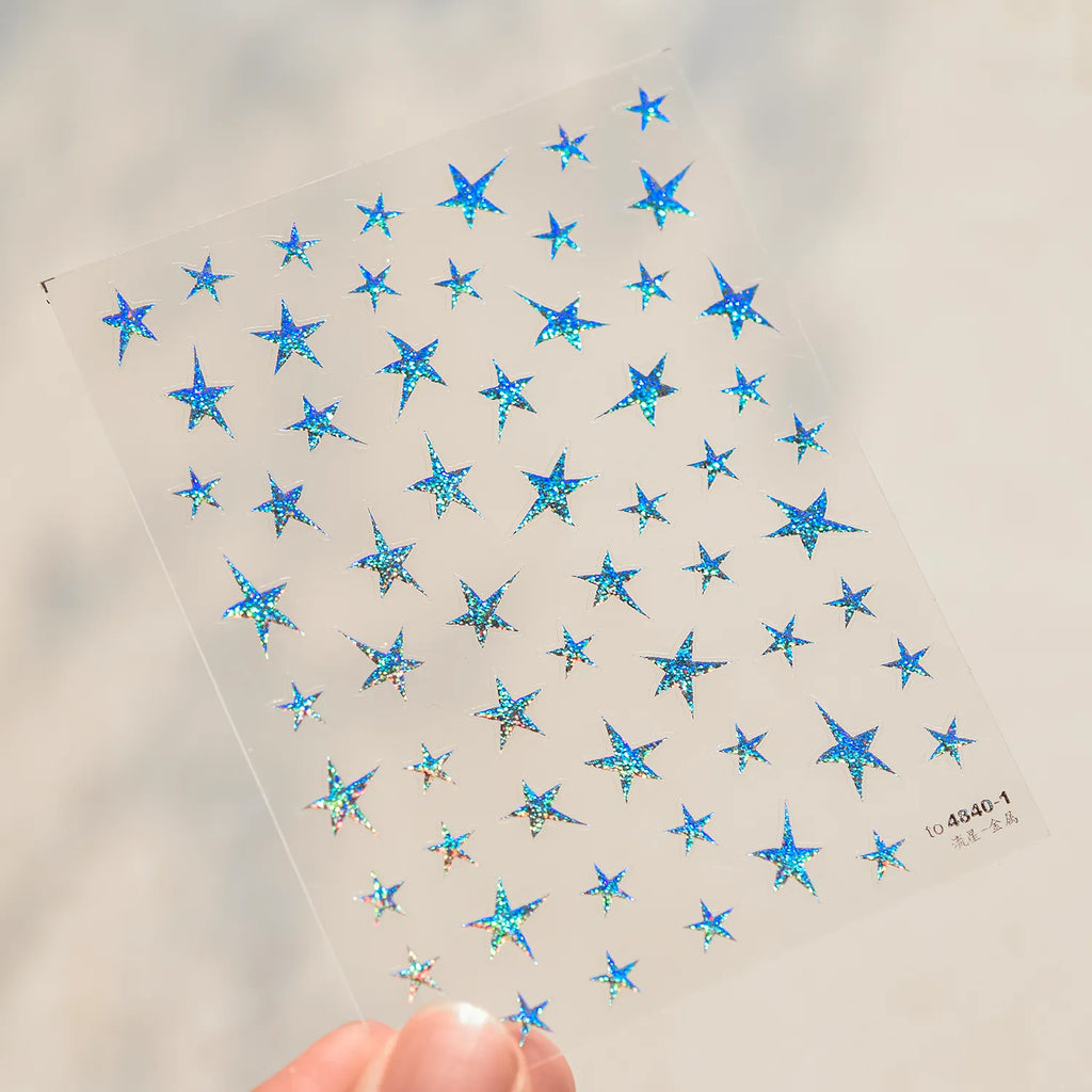 Shiny Star Nail Art Stickers Adhesive Embossed Red Stars Sticker Decals to4840