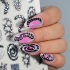 Silver Cyber Sigilism Nail Stickers | Liquid Metal Chrome Y2K Decals 5778