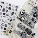 Silver Metallic 3D Nail Stickers - Y2K Cyberpunk Star & Heart Decals 5907