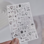 Silver Metallic 3D Nail Stickers - Y2K Cyberpunk Star & Heart Decals 5907