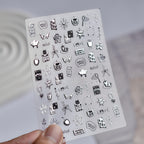 Silver Metallic 3D Nail Stickers - Y2K Cyberpunk Star & Heart Decals 5907