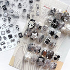 Silver Metallic 3D Nail Stickers - Y2K Cyberpunk Star & Heart Decals 5907