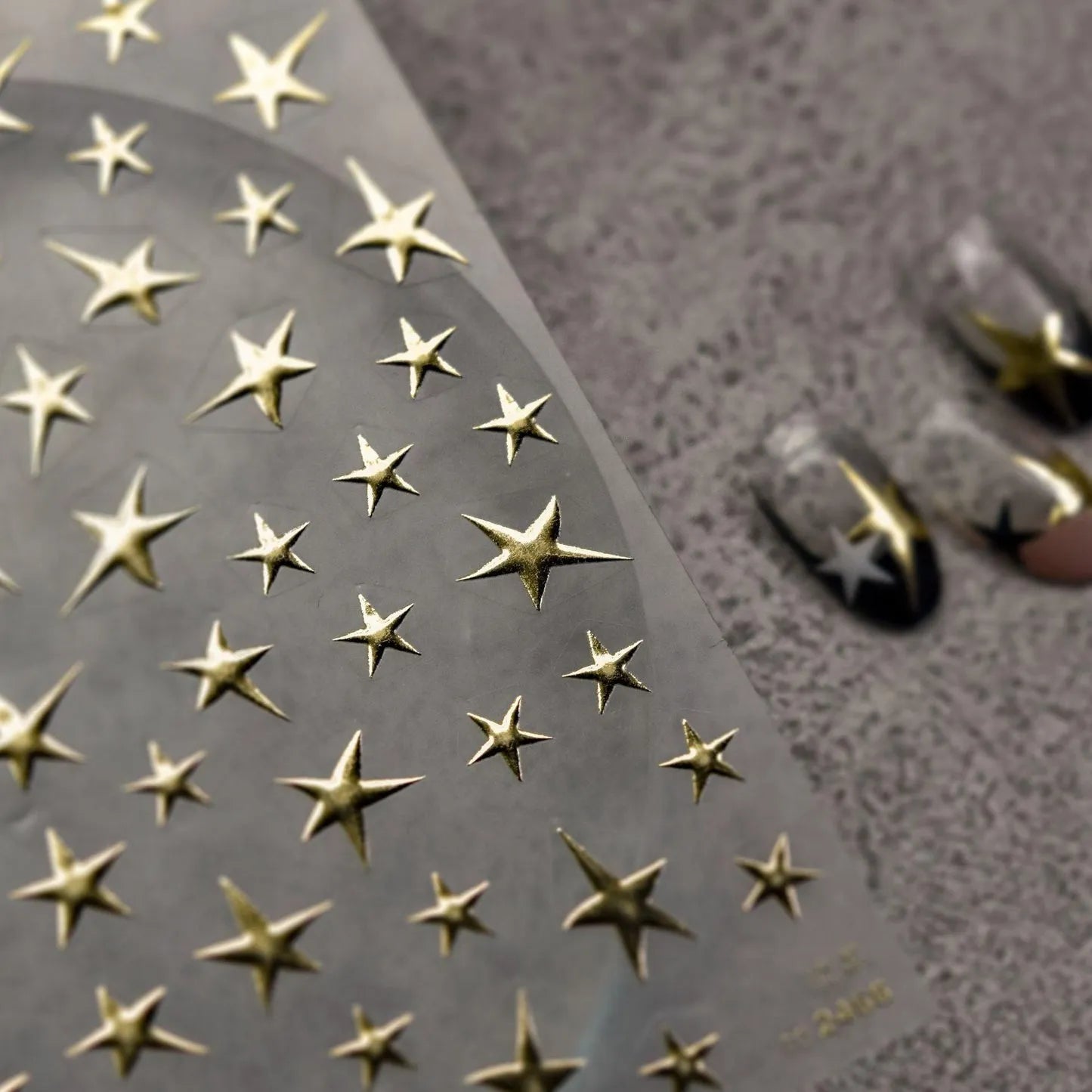 Silver Star Nail Art Stickers Metal Color Stars Adhesive Embossed Sticker Decals 