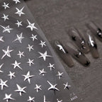 Silver Star Nail Art Stickers Metal Color Stars Adhesive Embossed Sticker Decals 
