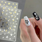 Silver Star Nail Art Stickers Metal Color Stars Adhesive Embossed Sticker Decals 