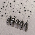 Silver Star Nail Decals | 3D Stars Dot Nail Stickers for Gradient Manicure 