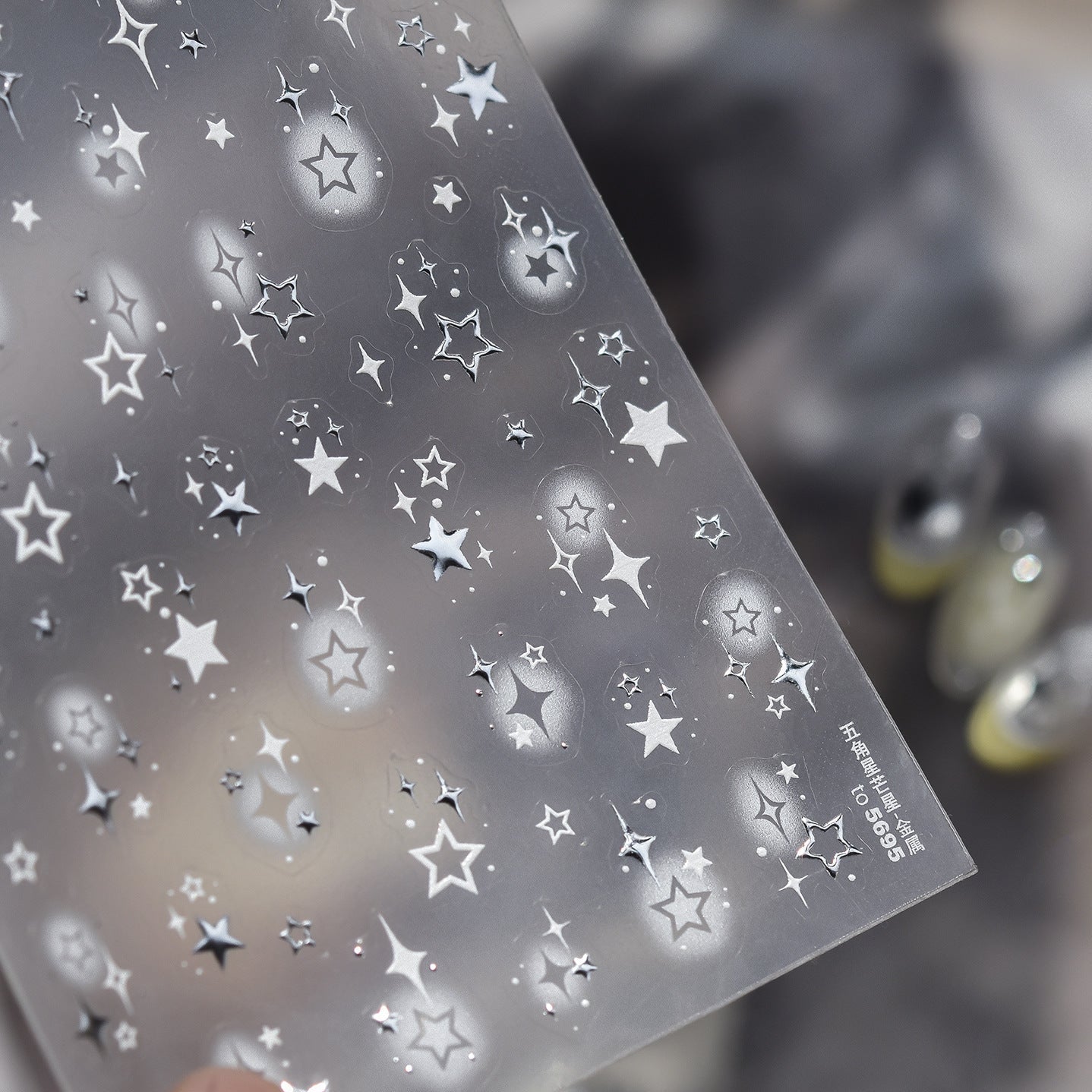 Silver Star Nail Stickers - Y2K Metallic Chrome Starry Art Decals