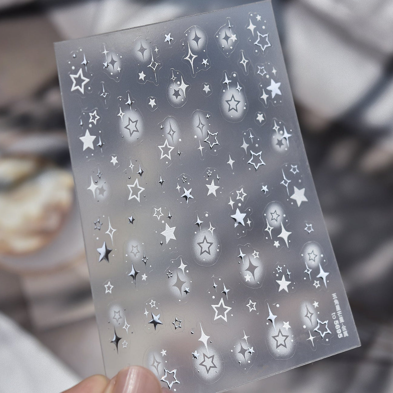 Silver Star Nail Stickers - Y2K Metallic Chrome Starry Art Decals
