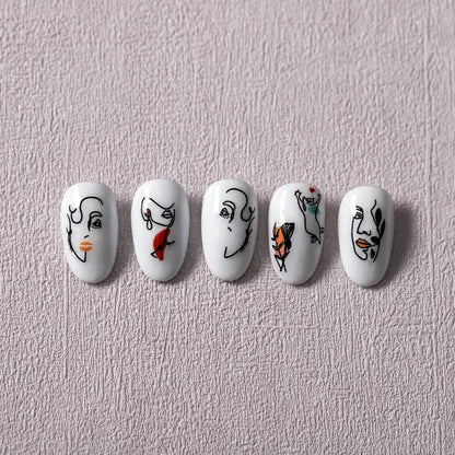 Sketch Face Line Nail Art Stickers Abstract Lines Adhesive Sticker Decals TS2671