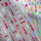 Skull Nail Art Stickers Adhesive Slider Skull Teeth Sticker Decals For Halloween TS1973