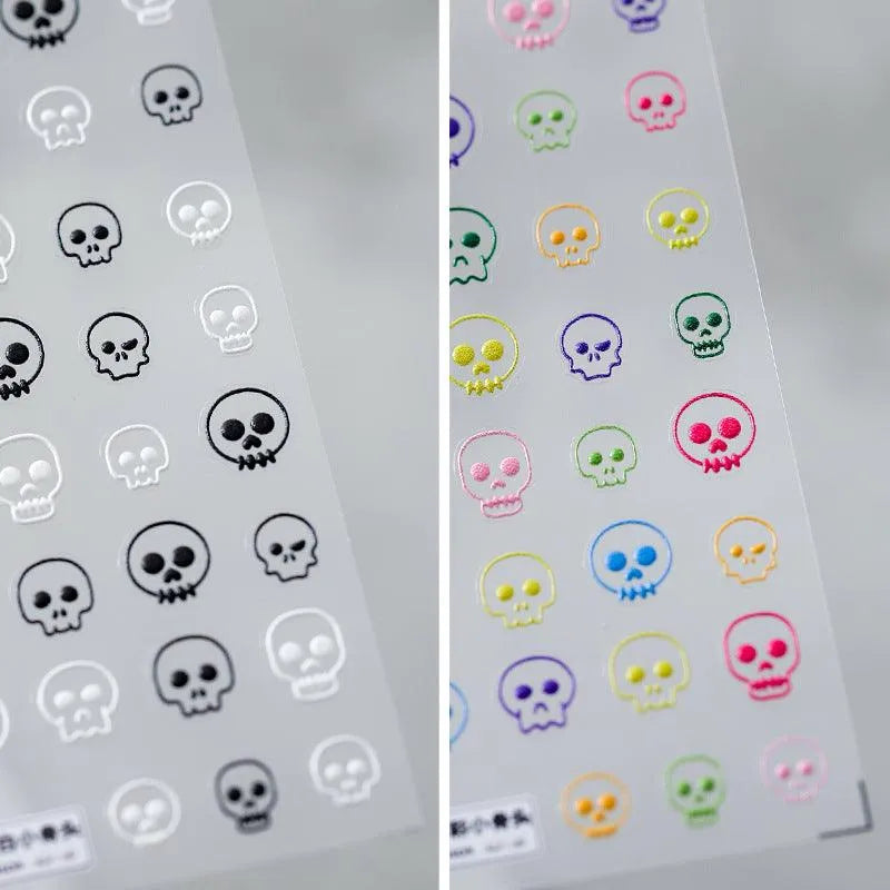 Skull Nail Art Stickers Skeleton Design Adhesive Sticker Decals For Halloween TS835
