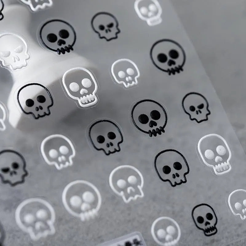Skull Nail Art Stickers Skeleton Design Adhesive Sticker Decals For Halloween TS835