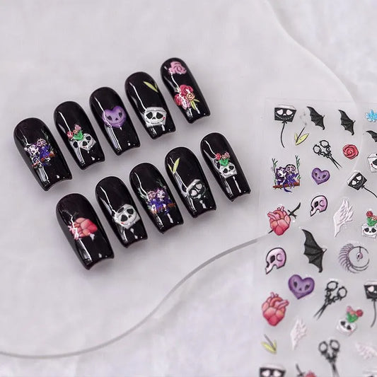 Skull Nail Art Stickers Slider Devil Adhesive Sticker Decals TS2823