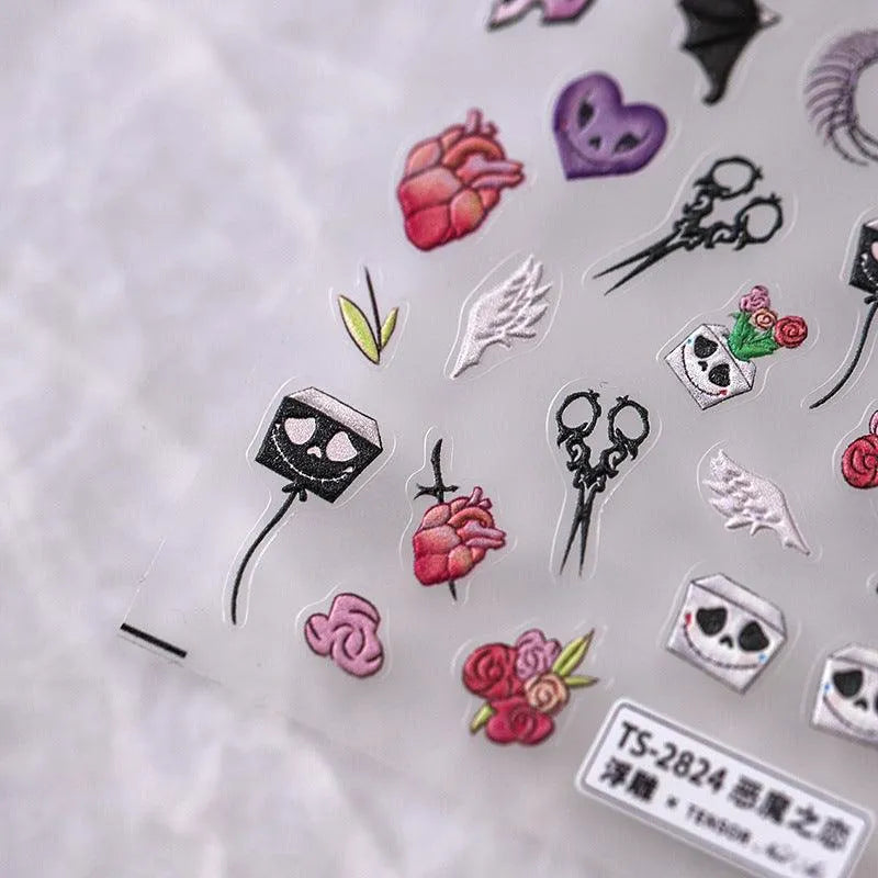 Skull Nail Art Stickers Slider Devil Adhesive Sticker Decals TS2823