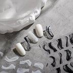 Smoke Shape Nail Art Stickers Black White Ribbon Adhesive Sticker Decals TS1662