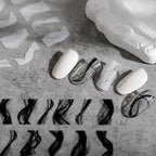 Smoke Shape Nail Art Stickers Black White Ribbon Adhesive Sticker Decals TS1662