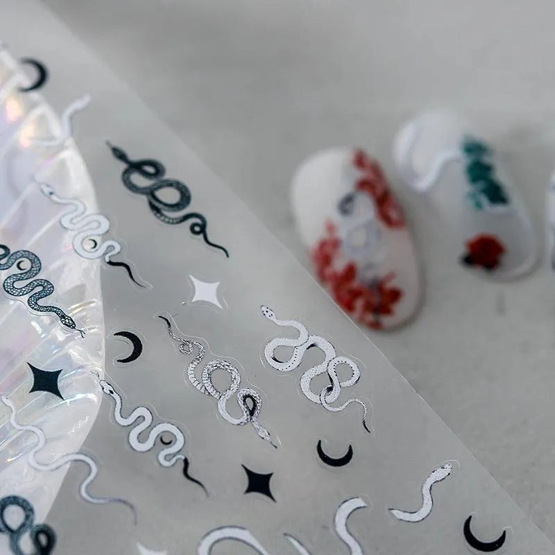 Snake Nail Art Stickers Adhesive Snake Flower 3D Sticker Decals TS1012