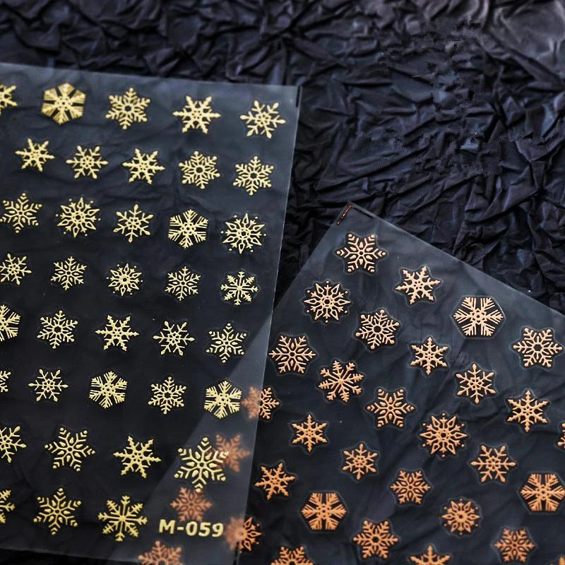 Snowflake Nail Art Stickers Adhesive Slider Metal Colors Snowflake Sticker Decals M059