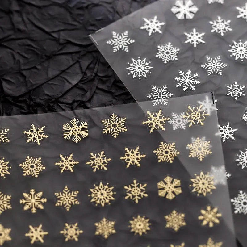 Snowflake Nail Art Stickers Adhesive Slider Metal Colors Snowflake Sticker Decals M059